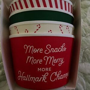 Hallmark Christmas Snack/Popcorn Bowls - Red, Green, and White